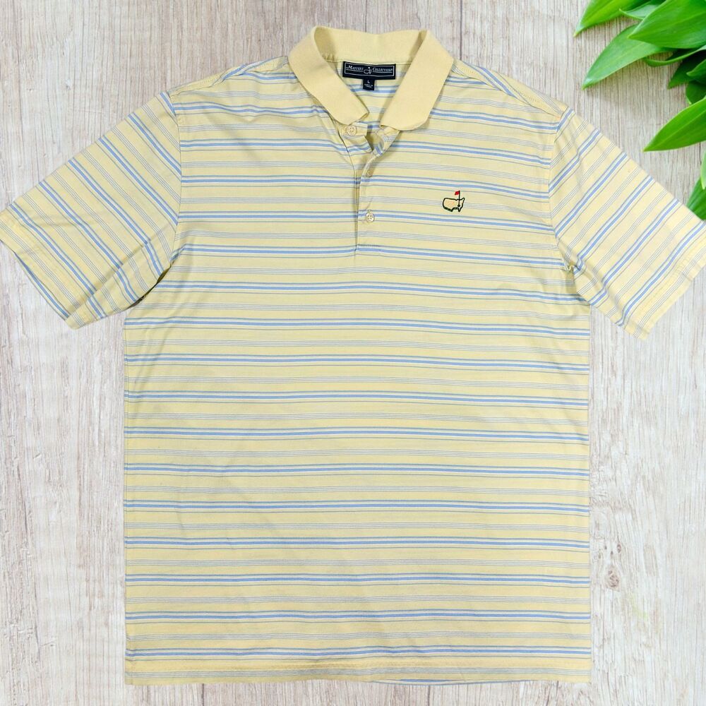 Masters Collection Golf Polo Mens L Striped Short Sleeve Performance Pima Cotton - Picture 1 of 12